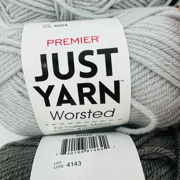 Premier Just Yarn Worsted Mixed Lot Taupe Gray Mist Slate White Black 10 Skeins - Picture 8 of 10